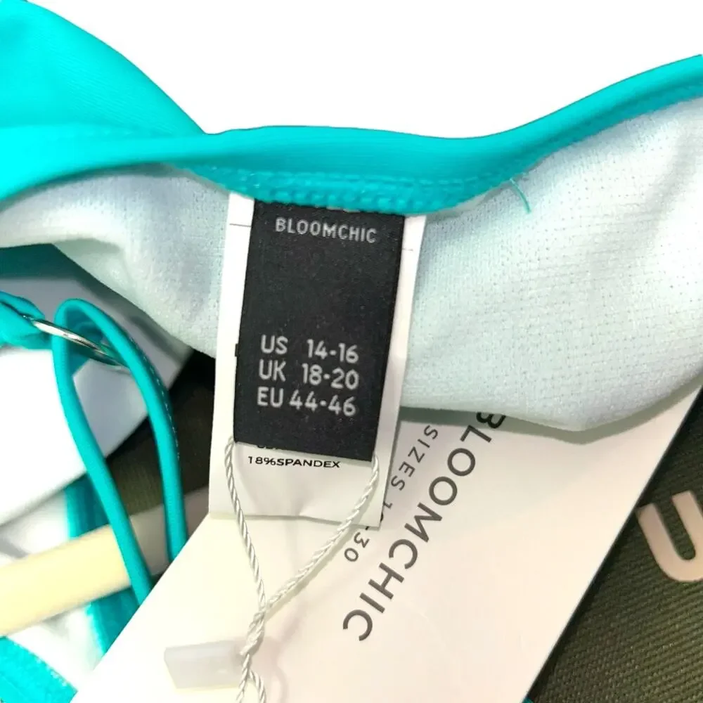 BLOOMCHIC Teal Black Layered Look Flattering Tankini Size 14/16 - Picture 5 of 8